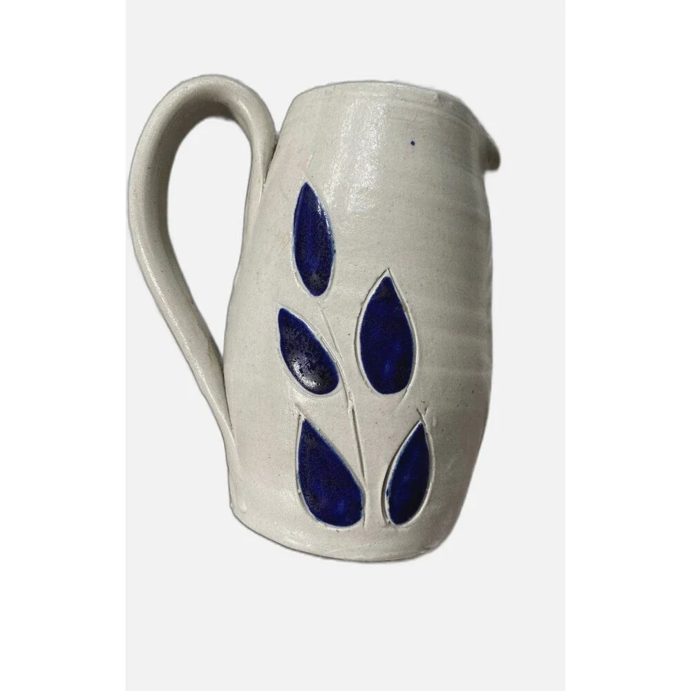 Williamsburg Pottery 80s Vintage Thrown Pitcher Jug Creamer Vase Stamped Cottage